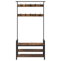 Kapstok met plank Gerookt eiken 95 x 34 x 184 cm Bewerkt hout 5