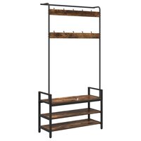 Kapstok met plank Gerookt eiken 95 x 34 x 184 cm Bewerkt hout 7