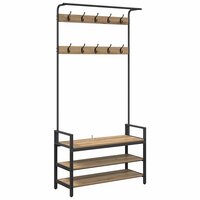 Kapstok artisanaal eikenkleurig 95 x 34 x 184 cm Bewerkt hout 2