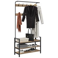 Kapstok artisanaal eikenkleurig 95 x 34 x 184 cm Bewerkt hout 3