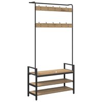 Kapstok artisanaal eikenkleurig 95 x 34 x 184 cm Bewerkt hout 7