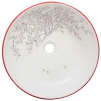 Opzetwasbak rond &Phi;41x14 cm keramiek wit en rood 4
