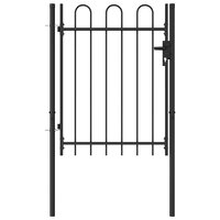 Poort met gebogen bovenkant enkel 1x1,2 m staal zwart 4