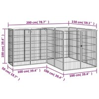 Hondenkennel 14 panelen 50 x 100 cm gepoedercoat staal zwart 6