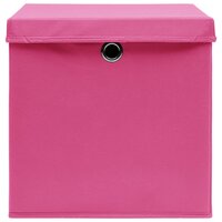 Opbergboxen met deksel 4 st 32x32x32 cm stof roze 4