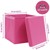 Opbergboxen met deksel 4 st 32x32x32 cm stof roze 6