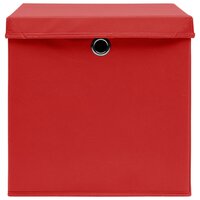 Opbergboxen met deksel 4 st 32x32x32 cm stof rood 4