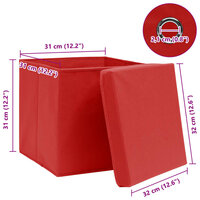 Opbergboxen met deksel 4 st 32x32x32 cm stof rood 6
