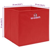 Opbergboxen 10 st 32x32x32 cm stof rood 5