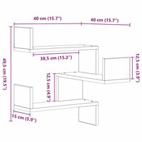 Wandplank met plank Zwart Eiken 40 x 40 x 49,5 cm Bewerkt hout 9