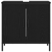 Badkamer wastafelkast Zwart Eiken 60 x 30 x 60 cm Bewerkt hout 6
