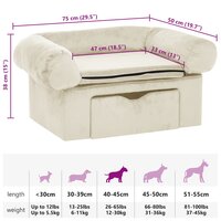 Hondenbank met lade 75x50x38 cm pluche cr&egrave;mekleurig 8