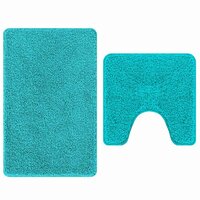 Antislip Badmat Set 2 pcs Turquoise PP 2
