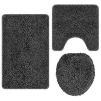 Antislip Badmat Set 3 pcs Donkergrijs PP 2