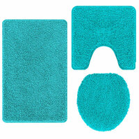 Antislip Badmat Set 3 pcs Turquoise PP 2