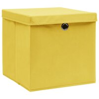 Opbergboxen met deksel 4 st 32x32x32 cm stof geel 2