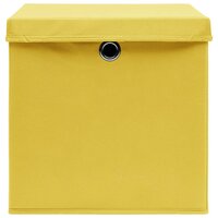 Opbergboxen met deksel 4 st 32x32x32 cm stof geel 4