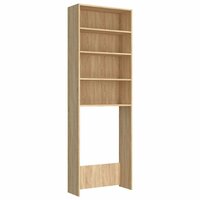 Wasmachinekast 64x24x190 cm wit en sonoma eikenkleurig 2