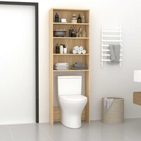 Wasmachinekast 64x24x190 cm wit en sonoma eikenkleurig 3