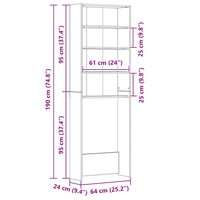 Wasmachinekast 64x24x190 cm wit en sonoma eikenkleurig 9