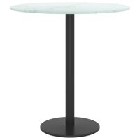 Tafelblad &Oslash;40x0,8 cm gehard glas met marmeren design wit 3