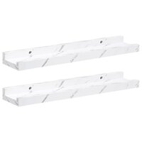 Wandplank met plank 2 pcs Wit Marmer 40 x 9 x 3 cm Bewerkt hout 2