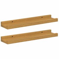 Wandplank met plank 2 pcs Beige 40 x 9 x 3 cm Bewerkt hout 2