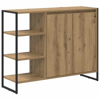Bijzetkast Ambachtelijk eiken 96.5 x 30 x 75 cm Bewerkt hout 2