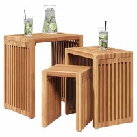 Tuin Bijzettafel 3 pcs Bruin 33 x 44,5 x 51 cm Massief Teakhout 3