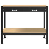 Werkbanken met lade Zwart 81 x 41 x 145 cm Bewerkt hout 6
