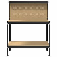 Werkbanken met plank Zwart 81 x 41 x 145 cm Bewerkt hout 5