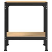 Werkbanken met plank Zwart 81 x 41 x 145 cm Bewerkt hout 5