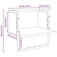 Wandplank met plank Zwart Eiken 30 x 25 x 30 cm Bewerkt hout 8