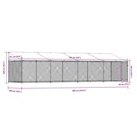 Hondenhok met dak en deur 8x2x2 m gegalvaniseerd staal grijs 9