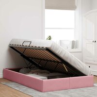 Opslag bed met matras met hoofdeinde Roze 120 x 200 cm Fluweel 4