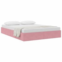 Opslag bed met matras met hoofdeinde Roze 140 x 190 cm Fluweel 2