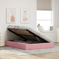 Opslag bed met matras met hoofdeinde Roze 140 x 190 cm Fluweel 4