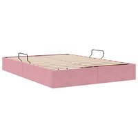Opslag bed met matras met hoofdeinde Roze 140 x 190 cm Fluweel 5