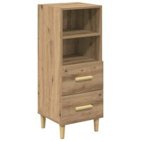 Dressoir artisanaal eikenkleurig 34 x 34.5 x 90 cm Bewerkt hout 2