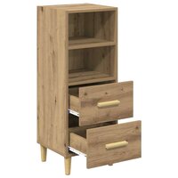 Dressoir artisanaal eikenkleurig 34 x 34.5 x 90 cm Bewerkt hout 5