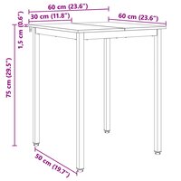 Eettafel Wit 60 x 60 x 75 cm Massief grenenhout 9