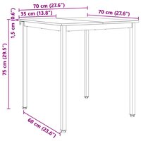 Eettafel Wit 70 x 70 x 75 cm Massief grenenhout 9