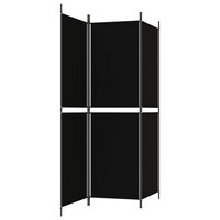 Kamerscherm met 3 panelen 150x180 cm stof zwart 5