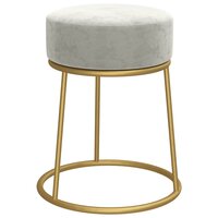 Hocker rond fluweel lichtgrijs 2