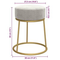 Hocker rond fluweel lichtgrijs 6