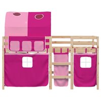 Kinderhoogslaper met tunnel 90x190 cm massief grenenhout roze 4