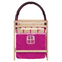 Kinderhoogslaper met tunnel 90x190 cm massief grenenhout roze 5