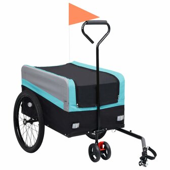 Fietskar 2-in-1 aanhanger loopwagen XXL blauw grijs en zwart