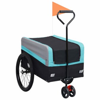 Fietskar 2-in-1 aanhanger loopwagen XXL blauw grijs en zwart