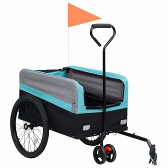 Fietskar 2-in-1 aanhanger loopwagen XXL blauw grijs en zwart